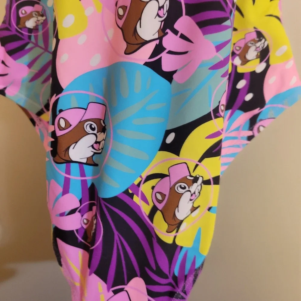 Chipmunk Tropical One Piece Swimsuit Youth XL Pink Multi Excellent Summer Beach